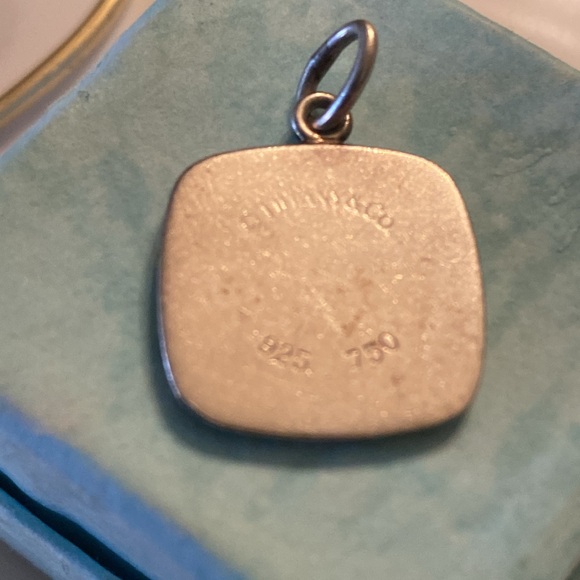 Tiffany & Co. Sports Sterling Silver 925 & 18k Yellow Gold Square Pendant/Charm